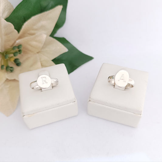 Anillo Platito Iniciales Plata